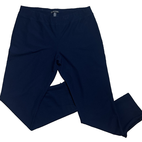 Ellen Fisher Navy Blue Knit Slim Leg Pull On‎ Pants Size S Trousers - Picture 1 of 8